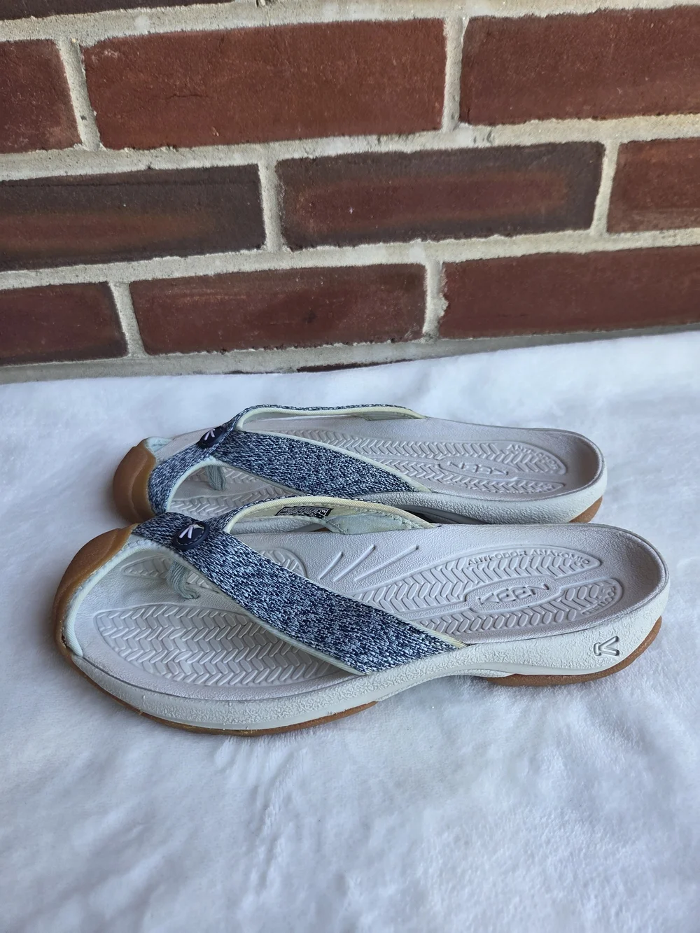 KEEN Kona Flip II Sandals Women's US 8 Gray White Comfort Flip Flops